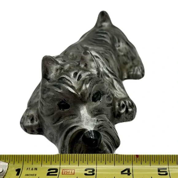 Vintage Scottish Terrier Scottie Dog Chalkware Painted Silver Statue Figurine - Picture 10 of 13